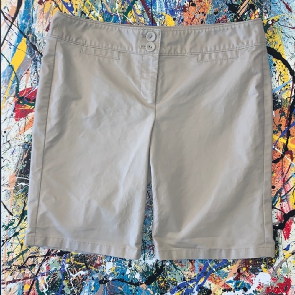 Ann Taylor Tan Bermuda shorts.